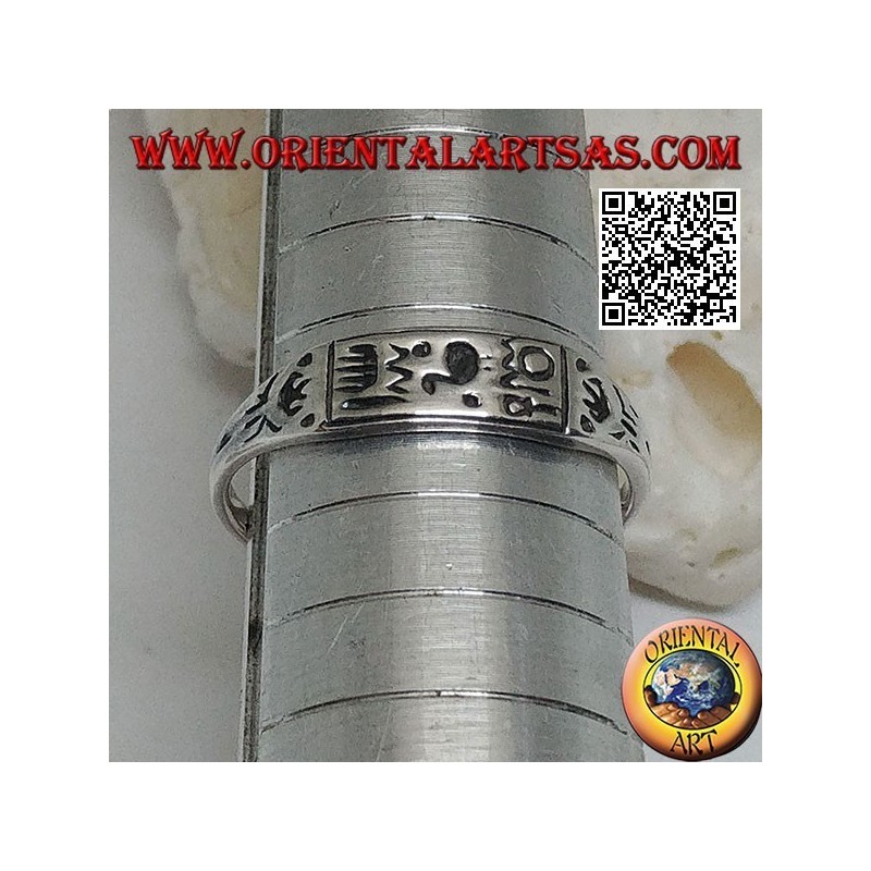 Anello in argento con geroglifici/simboli mistici incisi