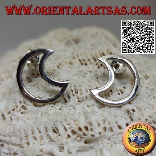 Boucles d'oreilles lobe en argent en forme de croissant perforé
