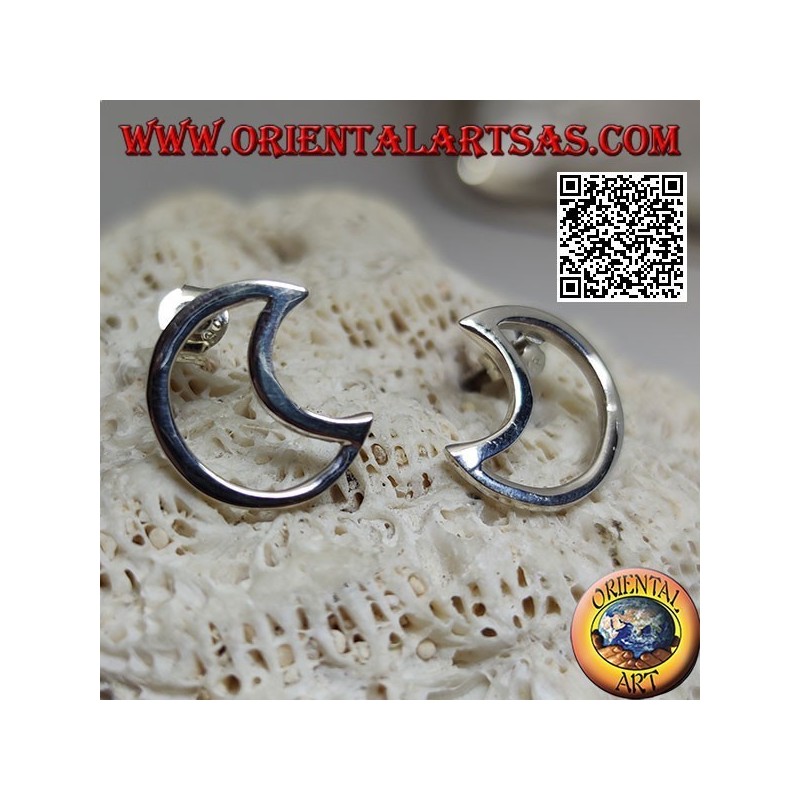 Boucles d'oreilles lobe en argent en forme de croissant perforé
