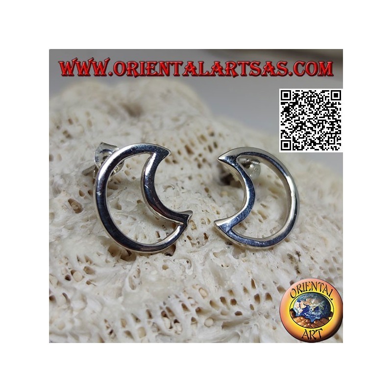 Boucles d'oreilles lobe en argent en forme de croissant perforé