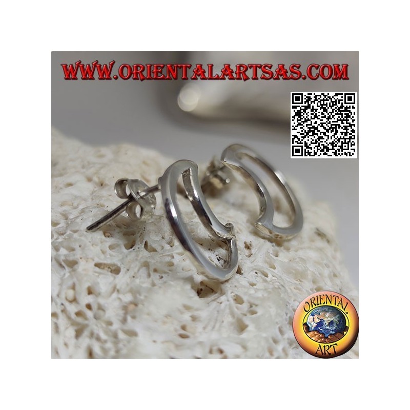 Boucles d'oreilles lobe en argent en forme de croissant perforé