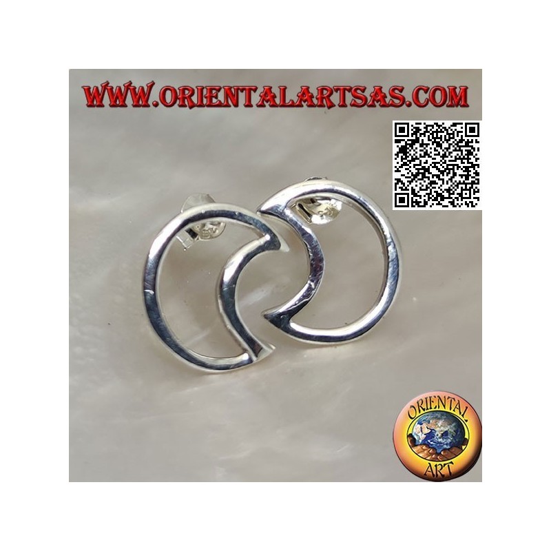 Boucles d'oreilles lobe en argent en forme de croissant perforé