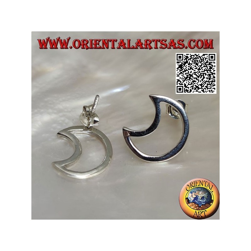 Pendientes de plata con lóbulo en forma de media luna perforada