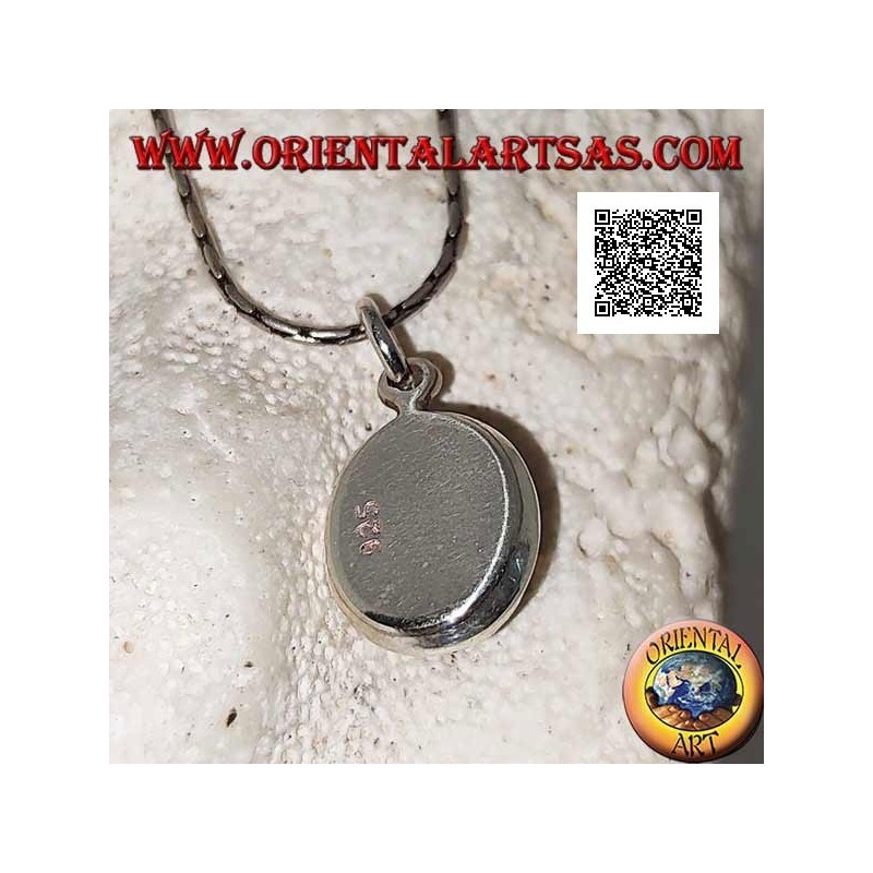 Silberanhänger mit ovalem Cabochon mit schwarzem Stern (Diopside) und glatter, abgerundeter Kante