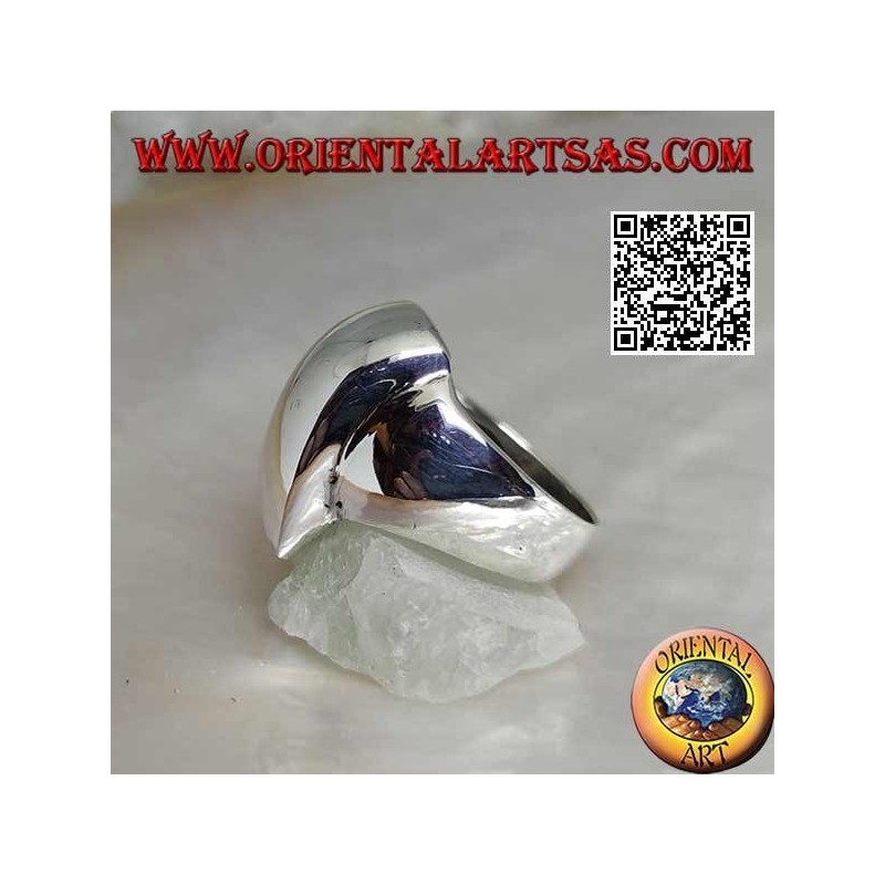 Anello in argento liscio a trapezio rettangolo smussato convesso