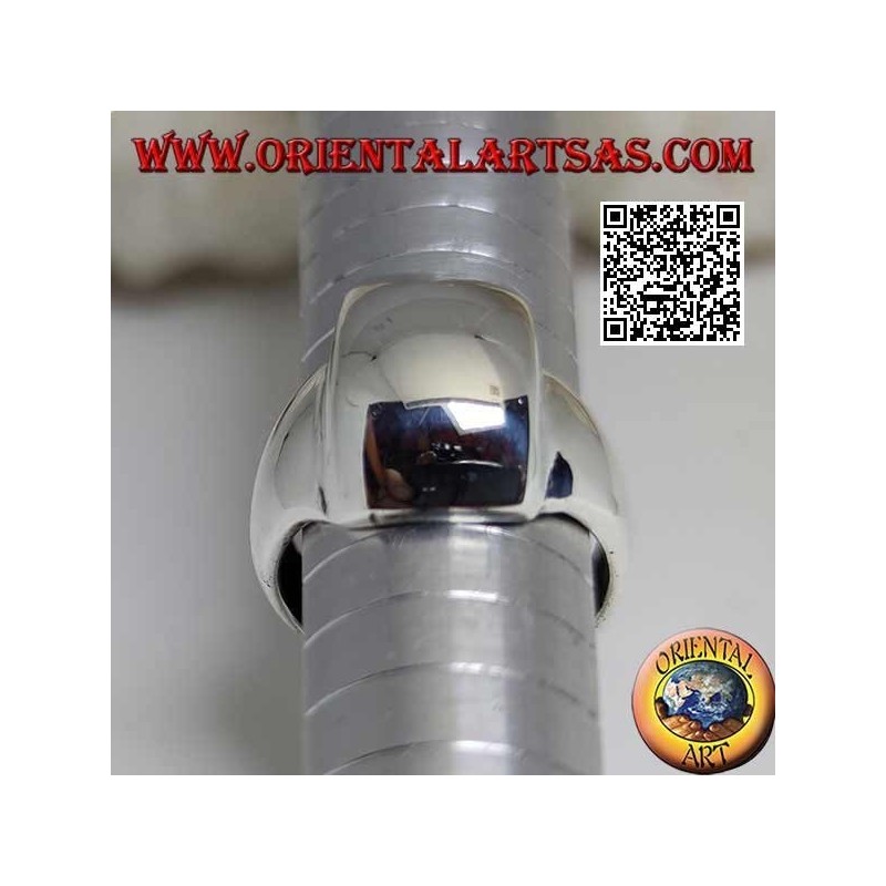 Anello in argento liscio a trapezio rettangolo smussato convesso