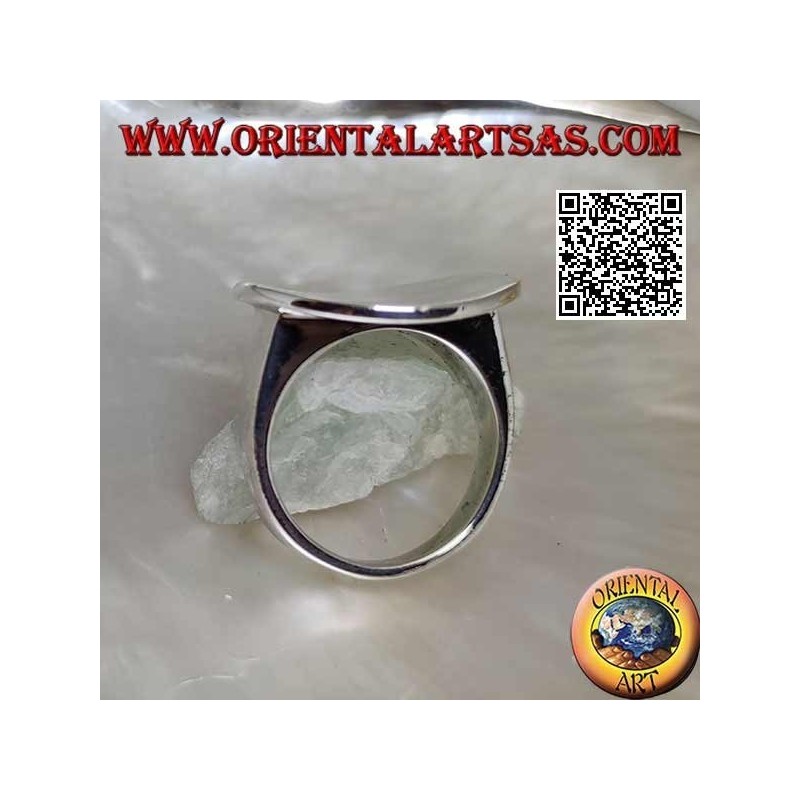 Glatter Silberring mit glatter konkaver runder Platte