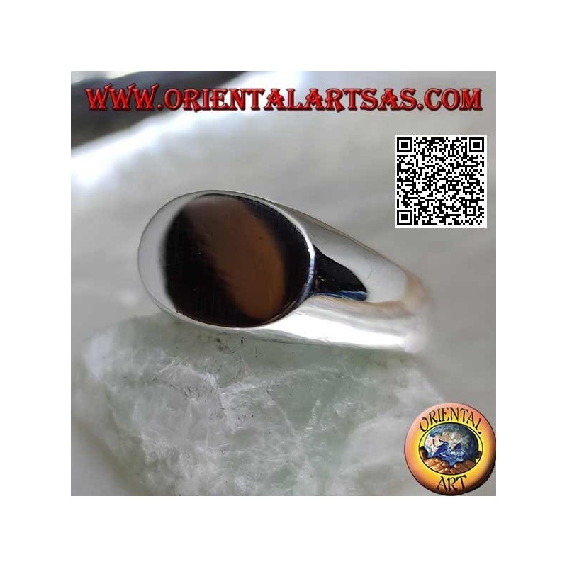 Anillo de plata lisa con óvalo transversal plano