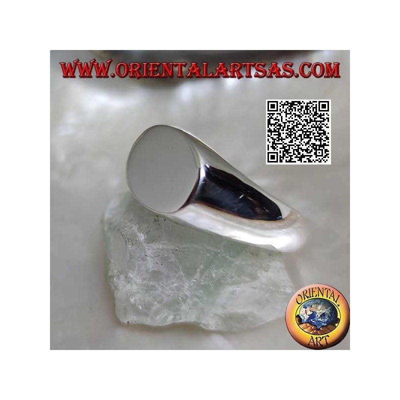 Glatter Silberring mit flachem Queroval