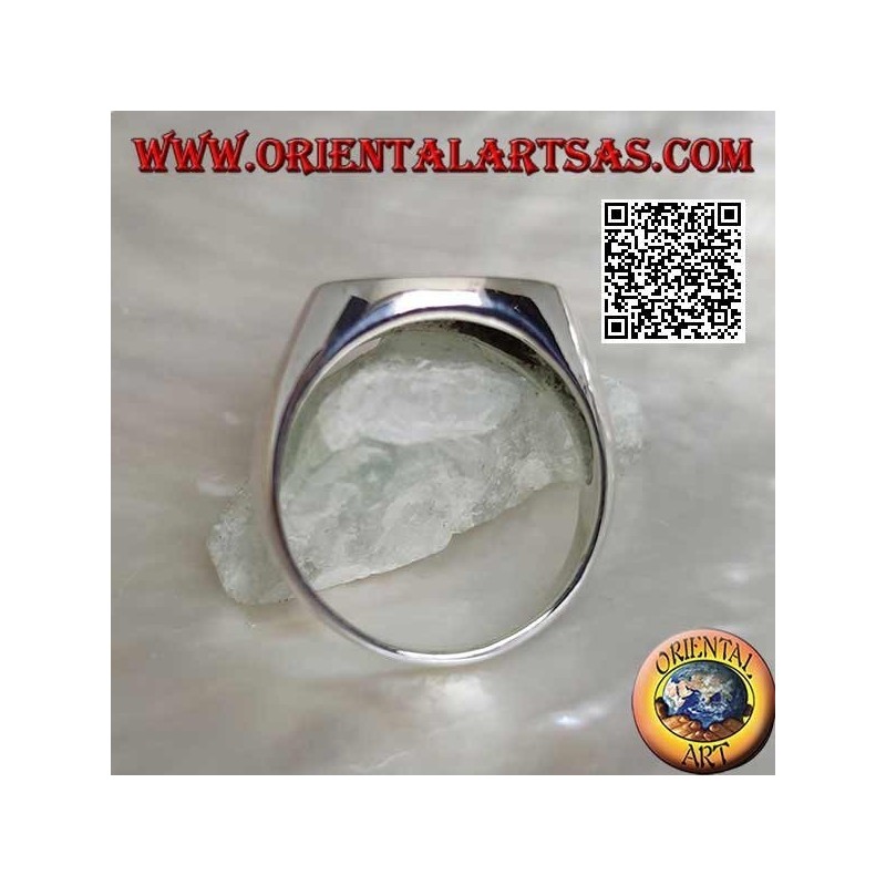 Anello in argento liscio con ovale trasversale piatto