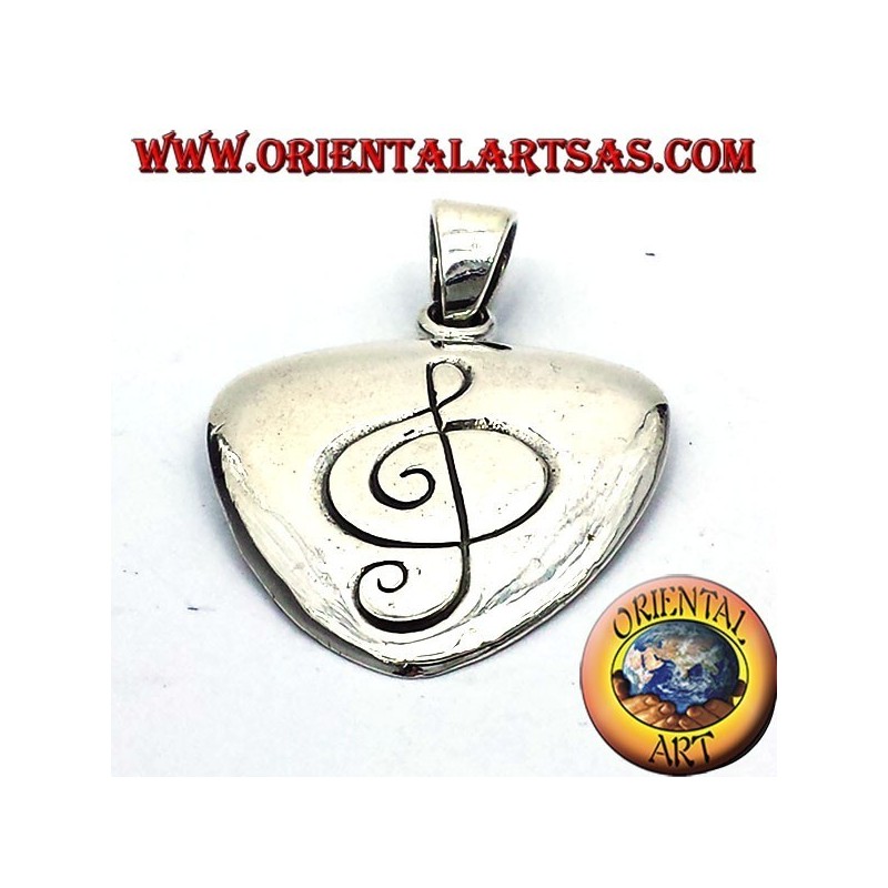 Colgante de plectro en plata con clave de sol