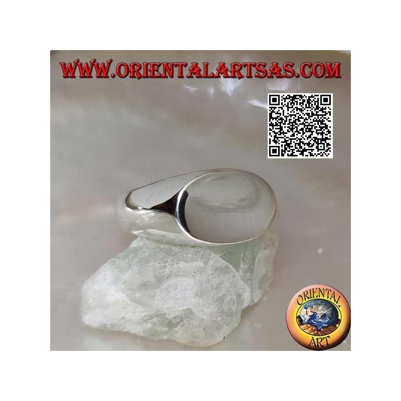 Glatter Silberring mit flachem Queroval
