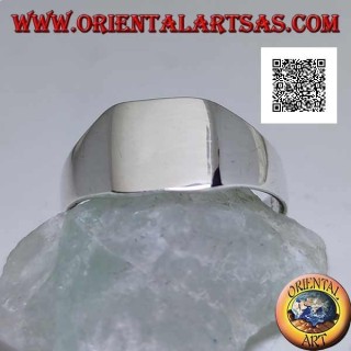 Bague en argent lisse avec carré biseauté arrondi lisse (petit - 9 mm)