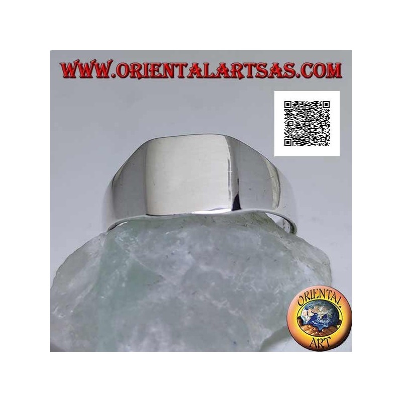 Anello in argento liscio con quadrato smussato arrotondato liscio (piccolo - 9 mm)