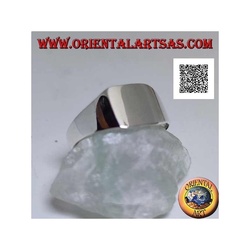 Anello in argento con quadrato da 9 mm. smussato arrotondato liscio