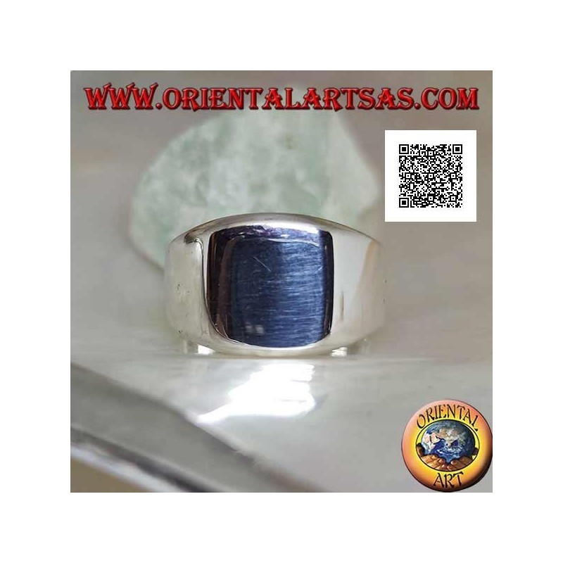 Glatter Silberring mit glattem, abgerundetem, abgeschrägtem Quadrat (groß - 12 mm)