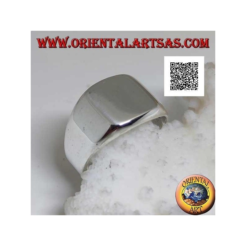 Glatter Silberring mit glattem, abgerundetem, abgeschrägtem Quadrat (groß - 12 mm)