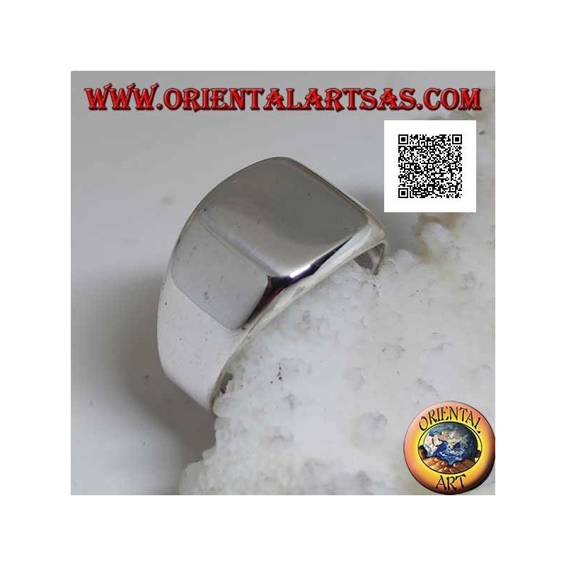 Bague en argent lisse avec carré biseauté arrondi lisse (grand - 12 mm)