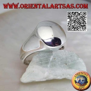 Bague en argent lisse avec rond en relief et convexe