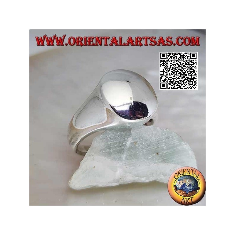 Anillo de plata lisa con redondeado en relieve y convexo
