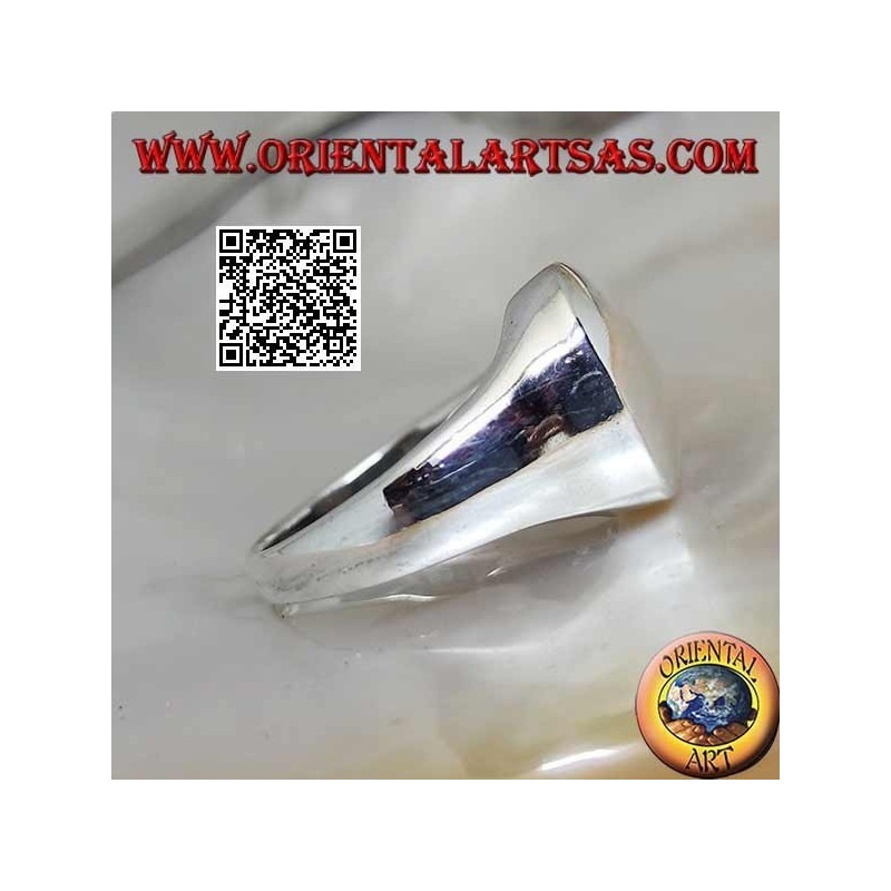 Anillo de plata lisa con redondeado en relieve y convexo