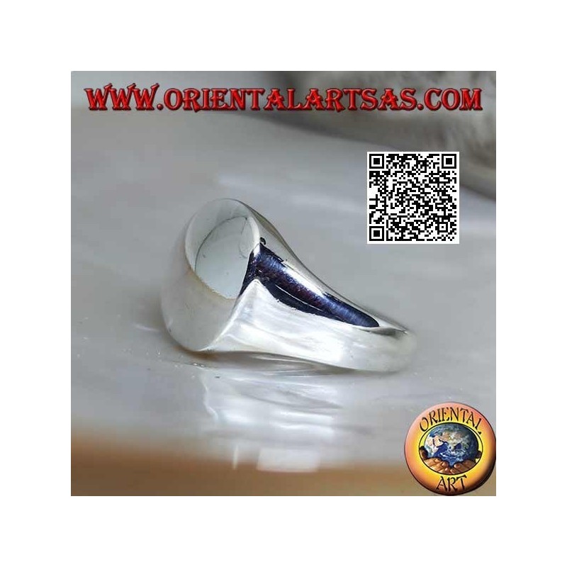 Bague en argent lisse avec rond en relief et convexe