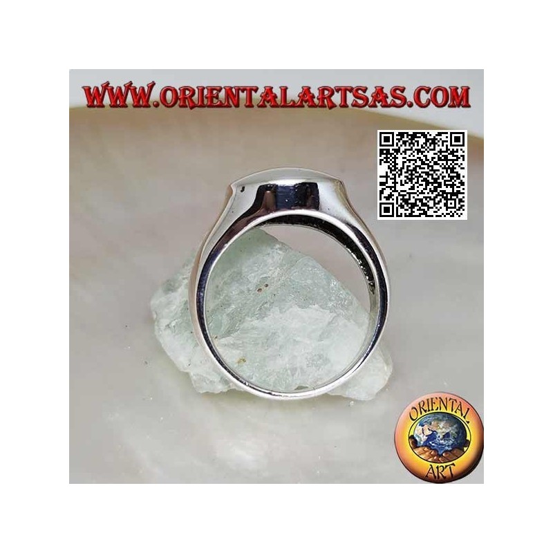 Anillo de plata lisa con redondeado en relieve y convexo