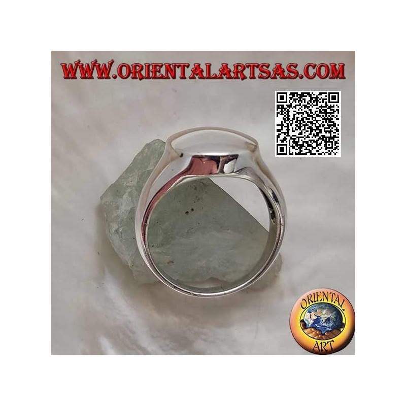 Anillo de plata lisa con redondeado en relieve y convexo