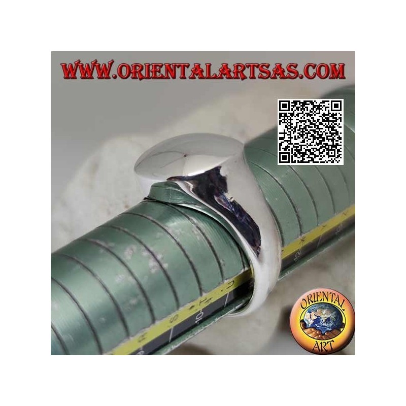 Anillo de plata lisa con redondeado en relieve y convexo