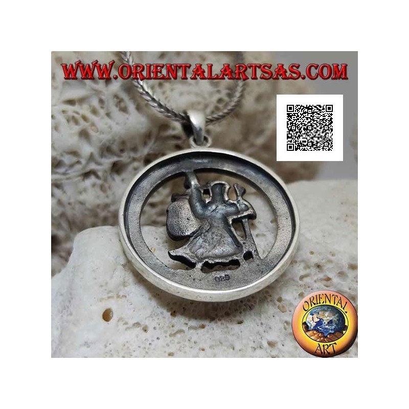 Silver pendant, Saint Christopher in the circle with sacred inscription in Latin in relief