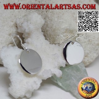 Boucles d'oreilles pendantes en argent avec plaque ronde lisse et plate