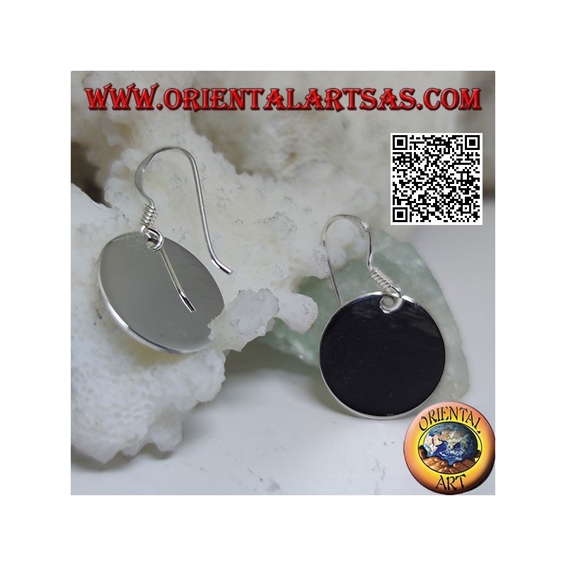 Silberne Ohrringe mit glatter und flacher runder Platte