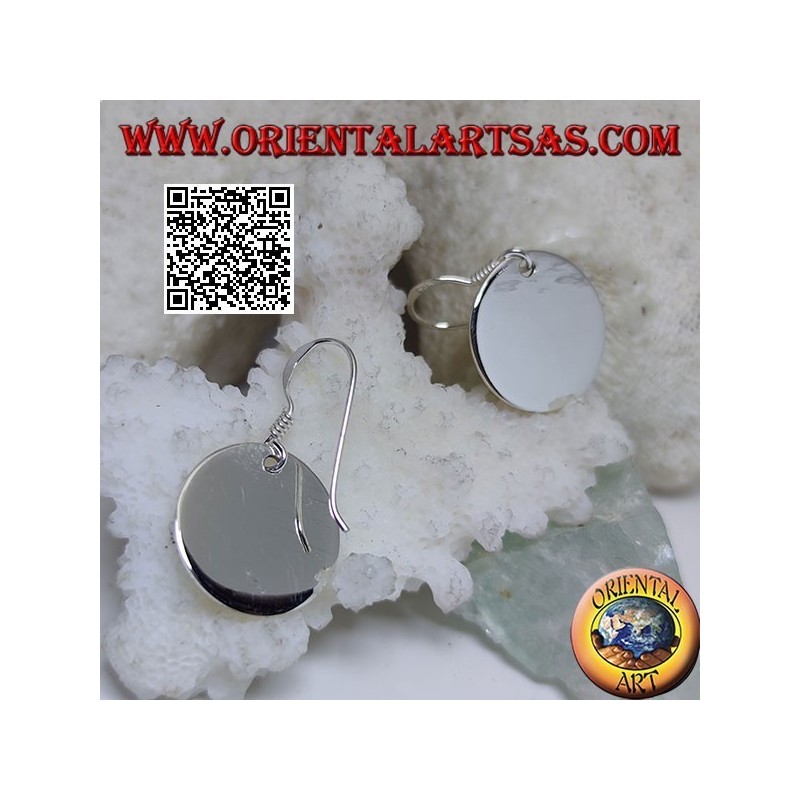 Boucles d'oreilles pendantes en argent avec plaque ronde lisse et plate