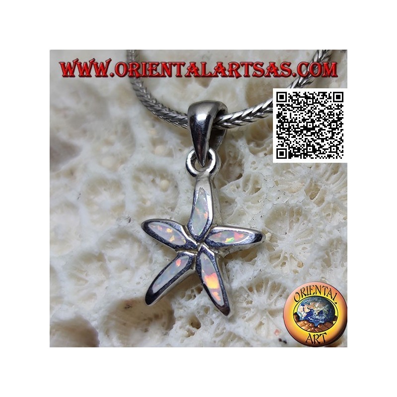 Silberanhänger in Form eines Seesterns mit Harlekinopal