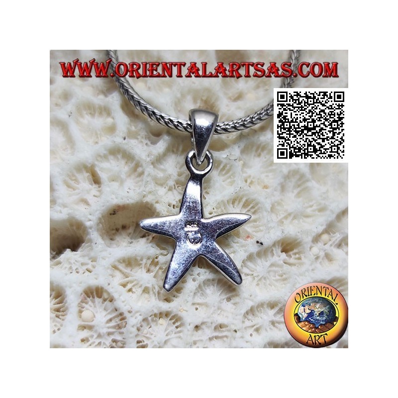Silver pendant in the shape of a starfish with harlequin opal