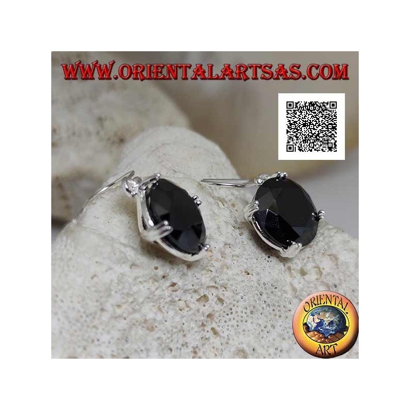 Silver pendant earrings with round spinel zircon set on the 4 cardinal points