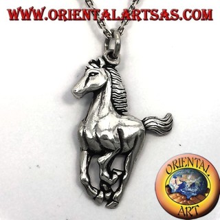 caballo galopante colgante de plata