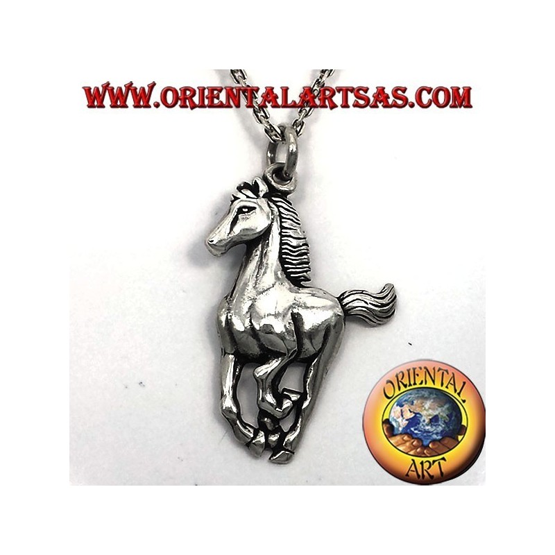 pendant horse galloping silver
