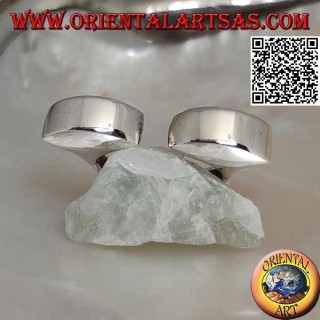 Smooth square open silver ring with two hemispheres on the front