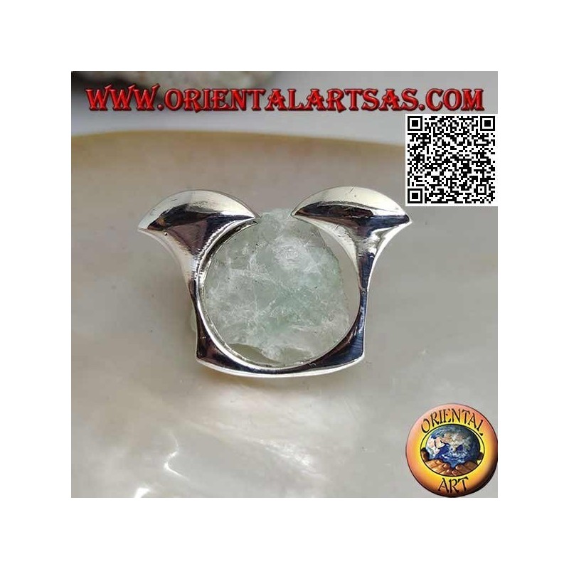 Anillo de plata liso cuadrado abierto con dos hemisferios en la parte delantera