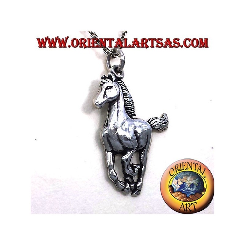 pendant horse galloping silver