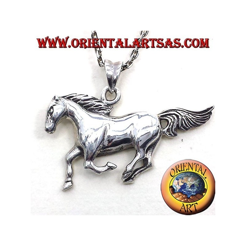 pendentif en argent course de chevaux