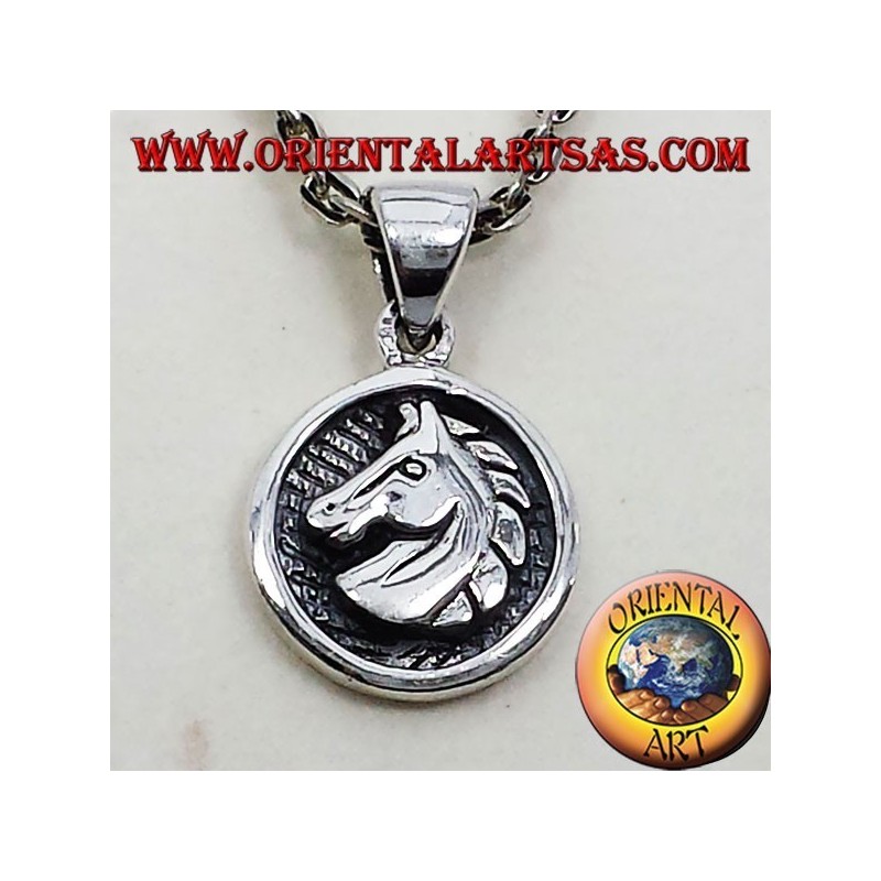ciondolo medaglietta testa cavallo in argento