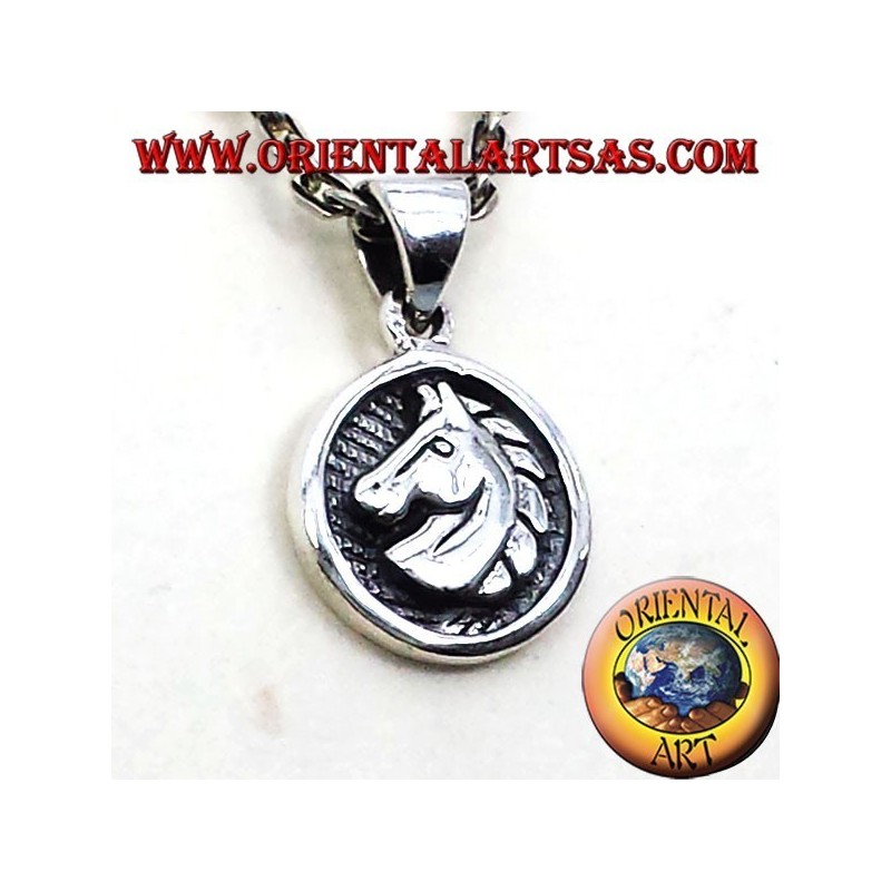 colgante de la cabeza de caballo medalla de plata