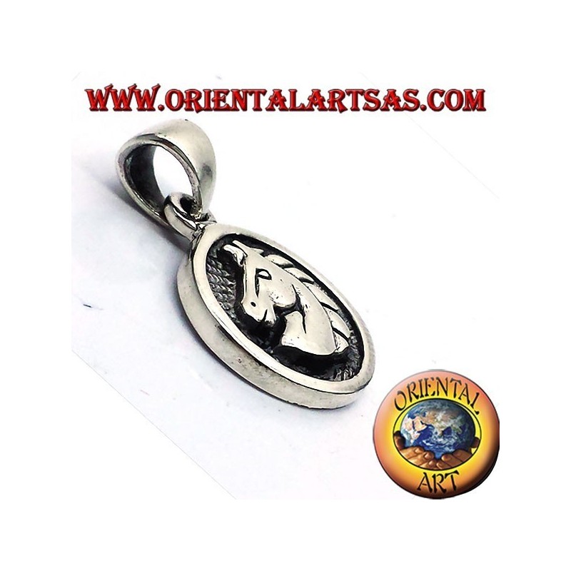 pendant medal silver horse head