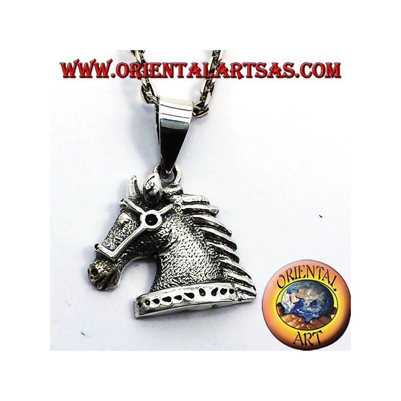 tête de cheval pendentif en argent bride