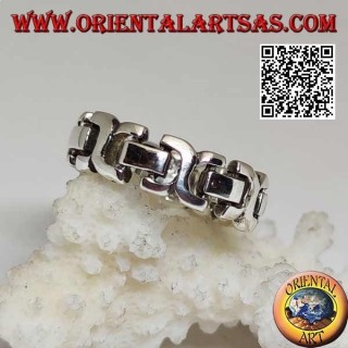Smooth rigid chain ring in silver with rectangles