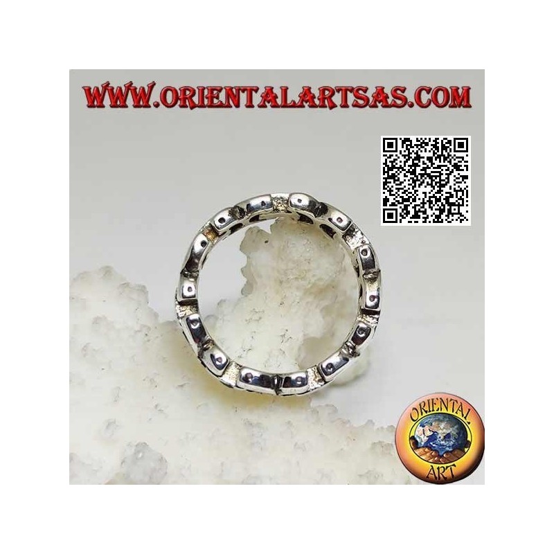 Bague en argent avec chaîne rigide lisse avec rectangles