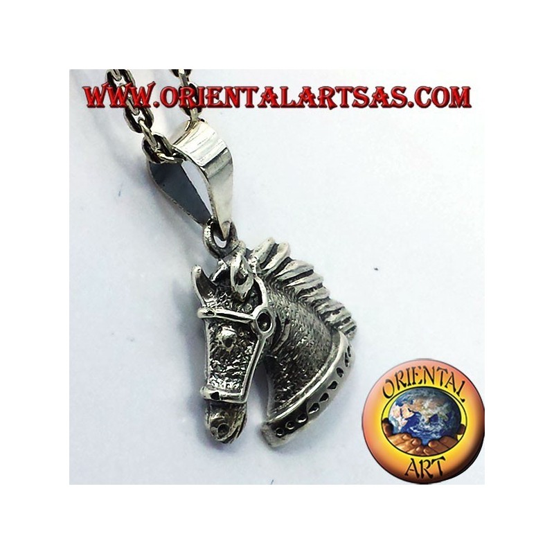 Ciondolo Testa di Cavallo Briglie Argento 925 - Stile Equestre