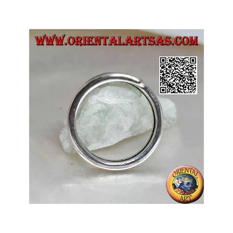 Anillo plateado liso, línea de doble vuelta con extremos aplanados